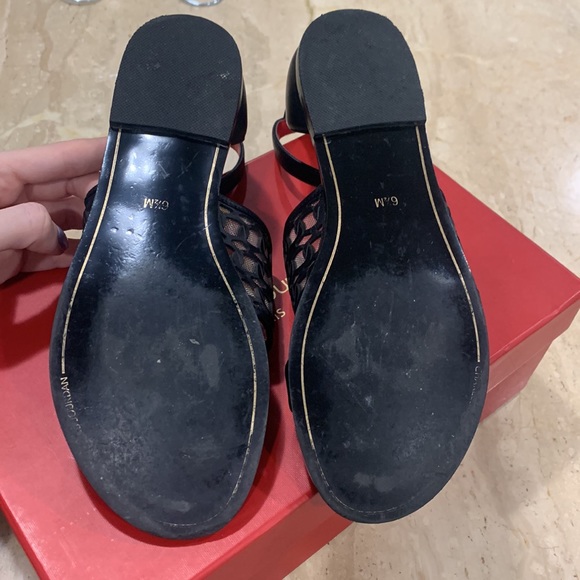 Charles Jourdan Black Leather and Mesh Sandal Size 36.5 - Picture 2 of 2